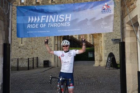 Jamie Hull at the finish line at the Tower of London
